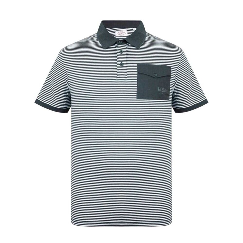 Lee Cooper Mens Stripe Polo Shirt / Charcoal/White